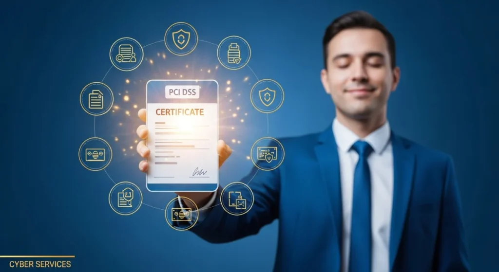 Chứng nhận PCI DSS trong tay - minh chứng cho cam kết bảo mật dữ liệu và thanh toán điện tử an toàn. Cyber Services.