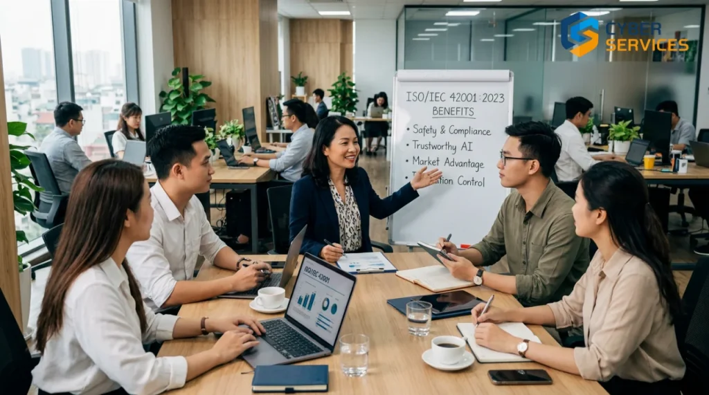 lợi ích ISO/IEC 42001:2023 cho doanh nghiệp AI - Ảnh đại diện cho Lợi ích ISO/IEC 42001:2023 cho doanh nghiệp AI: Định hướng an toàn và cạnh tranh
