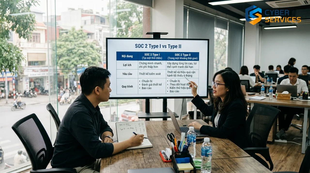 SOC 2 Type I và Type II so sánh - Ảnh đại diện cho SOC 2 Type I và Type II so sánh: Lợi ích, yêu cầu, quy trình