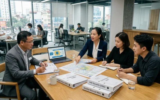 tích hợp ISO/IEC 42001:2023 với ISO 27001 và ISO 9001 - Ảnh đại diện cho Tích hợp ISO/IEC 42001:2023, ISO 27001 và ISO 9001 – Chiến lược doanh nghiệp